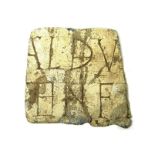 Rare Roman Inscribed Lead Tablet.  A rare Roman inscribed lead tablet fragment, Circa 1st-4th