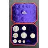 1887 Jubilee Cased Set of the Silver Coins Crown to Threepence in the full 11 coin case (£5 to 3d)