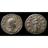 Herennia Etruscilla Silver Antoninianus Obverse: HER ETRVSCILLA AVG, diademed and draped bust right.