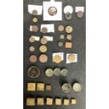 Collection of coin weights, includes Gergen and Victorian, with a British coin weight for the
