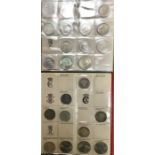 Large Denmark coin collection in 5 folders and two boxes, in year runs containing silver, includes