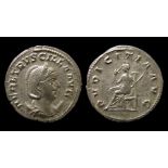 Herennia Etruscilla Silver Antoninianus Obverse: Diademed and draped bust right, crescent behind.