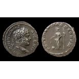 Caracalla Silver Denarius Obverse: Laureate and draped bust right, ANTONINVS PIVS AVG BRIT. Reverse: