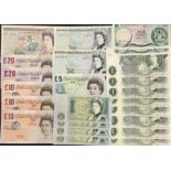 UK Banknotes, includes £20 D. Somerset 2 x £20 A. Bailey, 3 x £10 V. Cleland, 2 x £5 M. Gill and one