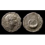 Hadrian Silver Denarius Obverse: Laureate bust right, HADRIANVS AVGVSTVS. Reverse: COS III, star