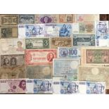 World Banknotes various grades includes Australia 5 Dollars, Canadian One Dollar 1967, Switzerland