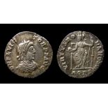 Flavius Victor Silver Siliqua Obverse: Diademed and draped bust right, D N FL VICTOR P F AVG.