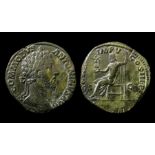 Commodus Brass Sestertius Obverse: Laureate bust right, M COMMODVS ANTONINVS AVG. Reverse: [   ] IMP