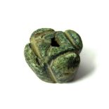 Medieval Bronze Dagger pommel, Circa 14th-16th Century. A cast bronze pommel with a central