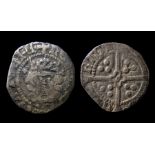 Henry V York Mint Silver Penny Obverse: Crowned facing bust, mullet and trefoil by crown. HENRIC