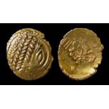 Excessively Rare Gold Quarter Stater. British Late Iron Age, an excessively rare uninscribed gold