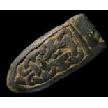 Viking Borre Style Bronze Strap-End A Viking bronze strap-end of tongue-shape form, Circa 10th