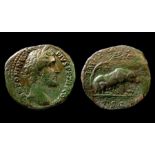 Rare Antoninus Pius Copper As Obverse: Laureate bust right, ANTONINVS AVG PIVS P P TR P COS III.