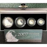 Silver Proof Britannia Collection 2007 Four Coin Set. In Original Case with Certificate.