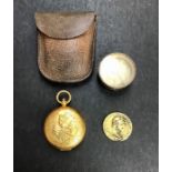 Rare Queen Victoria Jubilee Sovereign holder (gold plated) with leather pouch, and a Grand Tour gold