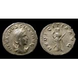 Herennia Etruscilla Silver Antoninianus Obverse: Diademed and draped bust right, crescent behind.