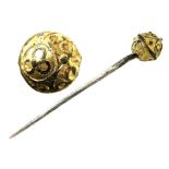 Silver Gilt 16th Century Tudor Dress Pin. A beautiful heavily gilded silver dress pin dating to,