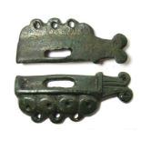 Anglo-Saxon Bronze wrist Clasp. A wrist clasp of unusual form, Circa 5th-6th century AD. Formed of a