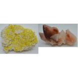 Two crystal specimens, including sulphite with argonite (2)