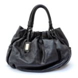 Georgio Armani - a black leather Georgio Armani slouch bag, ruched closure, external ruched slip