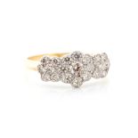 A diamond, 18ct gold and platinum cluster ring, total diamond weight approx 1.0 carat, floral