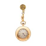 A 1920's open faced vest pocket watch, champagne dial, diameter approx 30mm, Arabic numerals,