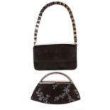 A collection of handbags to include L.K. Bennett snake print bag with gold tone chain, two