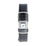 Cartier - a Cartier declaration ladies 18k white gold, titanium and diamond set watch, the curved
