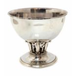Georg Jensen- A Danish silver Louvre centrepiece bowl, hammer finish with crimped rim on an openwork