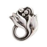 Georg Jensen - a Danish silver brooch modelled as tulips, no. 100A, approx. 3.5cm