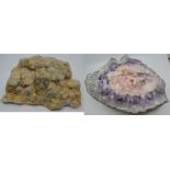 A Druzy Quartz Chalcedony specimen size approx. 11'' x 8.5'' x H 4''; and another crystal