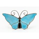 David Andersen - a Norwegian silver and blue enamel butterfly brooch, stamped 'David Anderson Norway