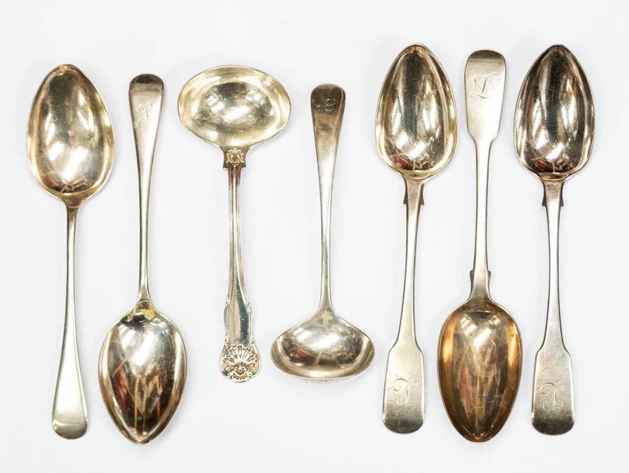 Paul Storr - a George IV silver King's Husk pattern sauce ladle, London 1820; together with a