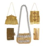 A collection of vintage evening bags, to include a Raoul Calabro 1970's gilt chain mail shoulder