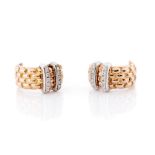 Fope -  A pair 18ct gold hoop earrings, by Fope of Italy, each earring with a double diamond set