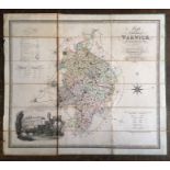 George IV map of Warwickshire, by Greenwood & Co., hand-coloured copper engraving; sectional;