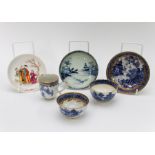 A group of mid eighteenth century blue and white hand painted Chinese export tea wares, circa 1750-