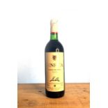 Signed bottle of "benfica" Tinto Vinho De Mesa in black presentation box with metal stopper
