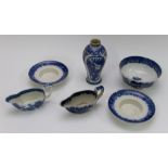 A group of late eighteenth, early nineteenth century blue and white transfer printed chinoiserie