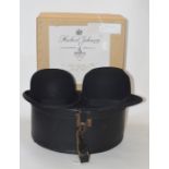 Two bowler hats in original box (one 1950s and one 1960s). A rexal hat box late 1930s, a