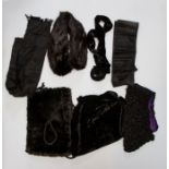 A Black Mink Collar (Peter Pan Style) A Sealskin collar with ties (Edwardian). A Velvet scarf (