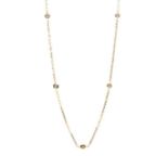 A diamond and 14ct yellow gold station necklace, comprising five optical set brilliant cut