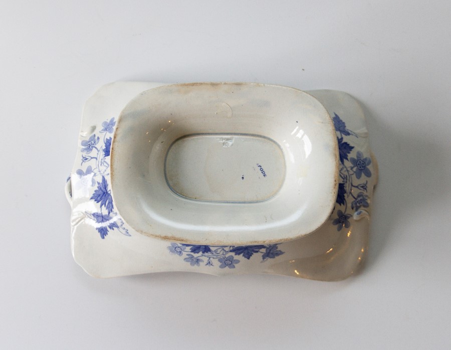 An early nineteenth century blue and white transfer printed Spode Geranium twin-handled footed - Image 3 of 3