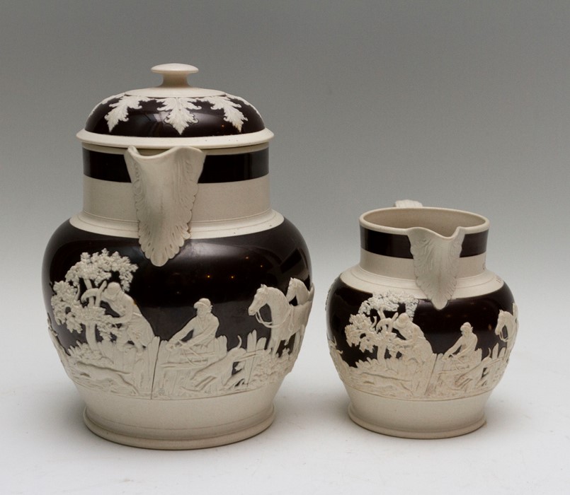 Two early nineteenth century Chetham and Woolley feldspathic stoneware jugs, circa 1810-20. Both - Image 4 of 4