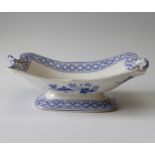An early nineteenth century blue and white transfer printed Spode Geranium twin-handled footed