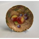 A Royal Worcester Pin Dish, Painted with fruit Signed by Roberts. Date: code 1959   Back mark
