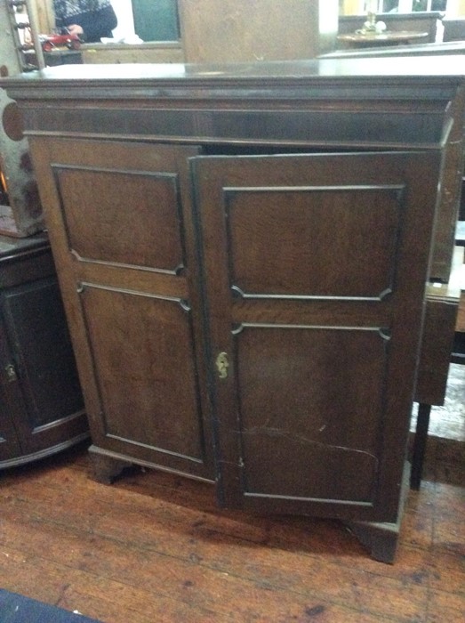 A George III mahogany bookcase cabinet, circa 1820,moulded cornice, above two panelled doors with