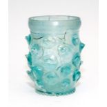 A rare pale blue glass Krautstrunk (cabbage stalk) beaker or reliquary, German, circa 1500