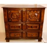 A William and Mary oak and olivewood oyster veneered chest of drawers, circa 1690, moulded