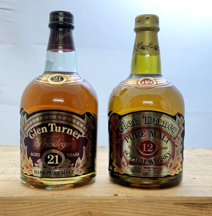 A bottle of 12 year old Glen Turner and a bottle of 21 year old Glen Turner. Region: Distillery: